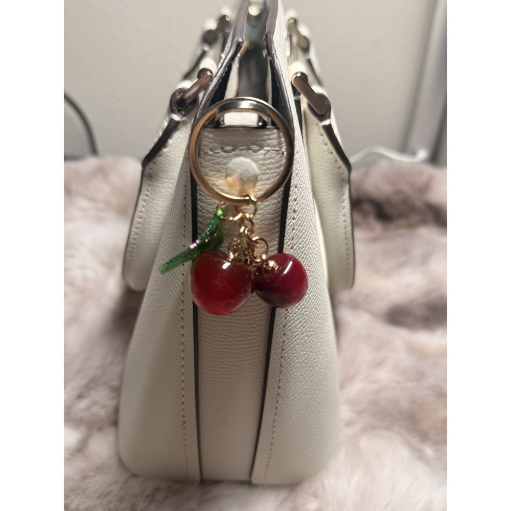 Cherry Bag Charm With Green Leaf Brand New Comes With Gift Pouch